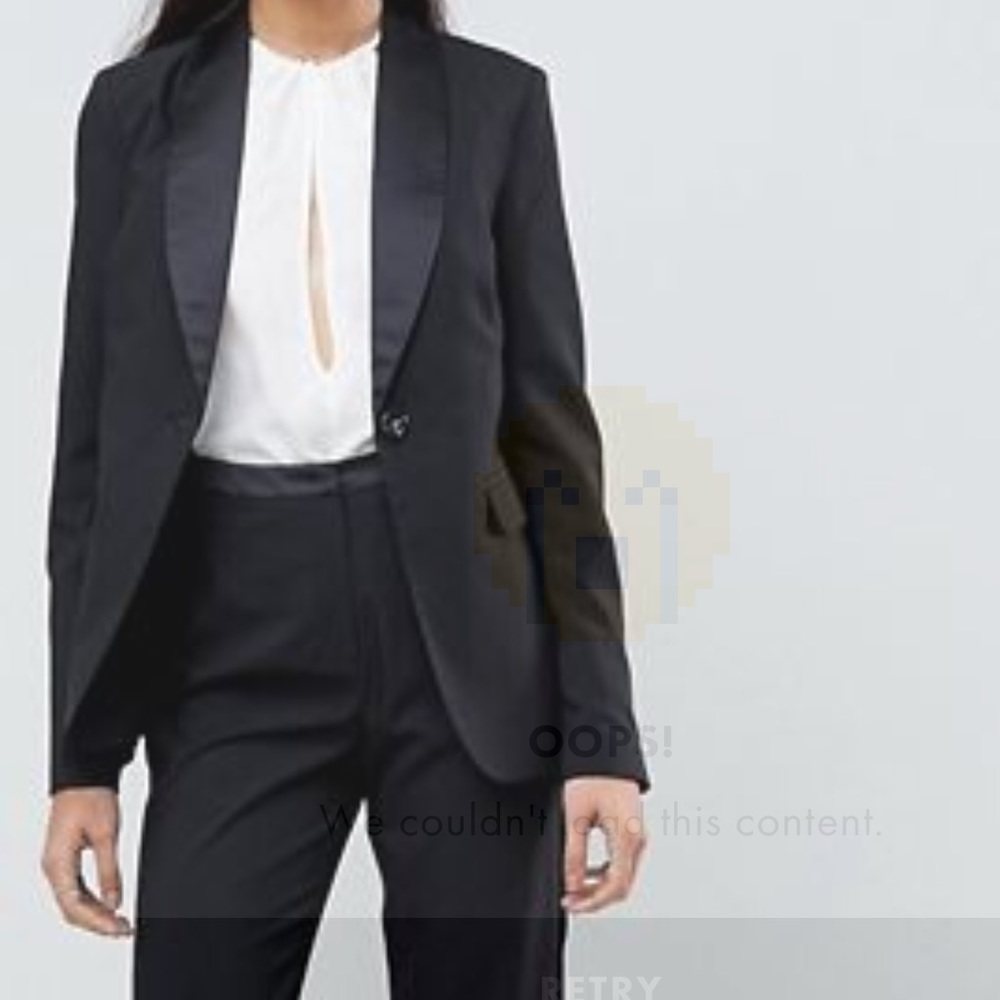 Black tuxedo blazer with satin detail